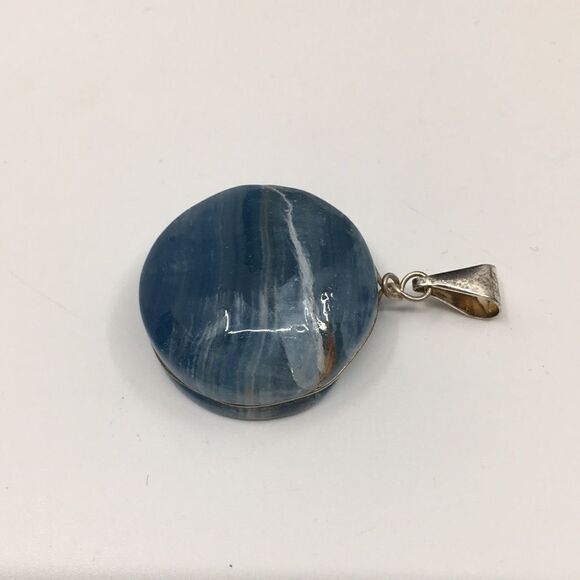 Blue Calcite Sterling Silver wire wrapped Pendant - Picture 2 of 11